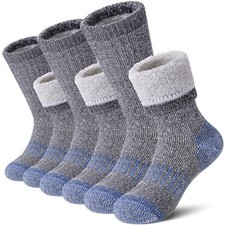 Kids Merino Wool Hiking Socks Boys Girls 4-7 Years 3 Pairs Hiking Socks Blue