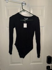 MANGOPOP Women's Scoop Neck Long Sleeve Bodysuit Small QS18