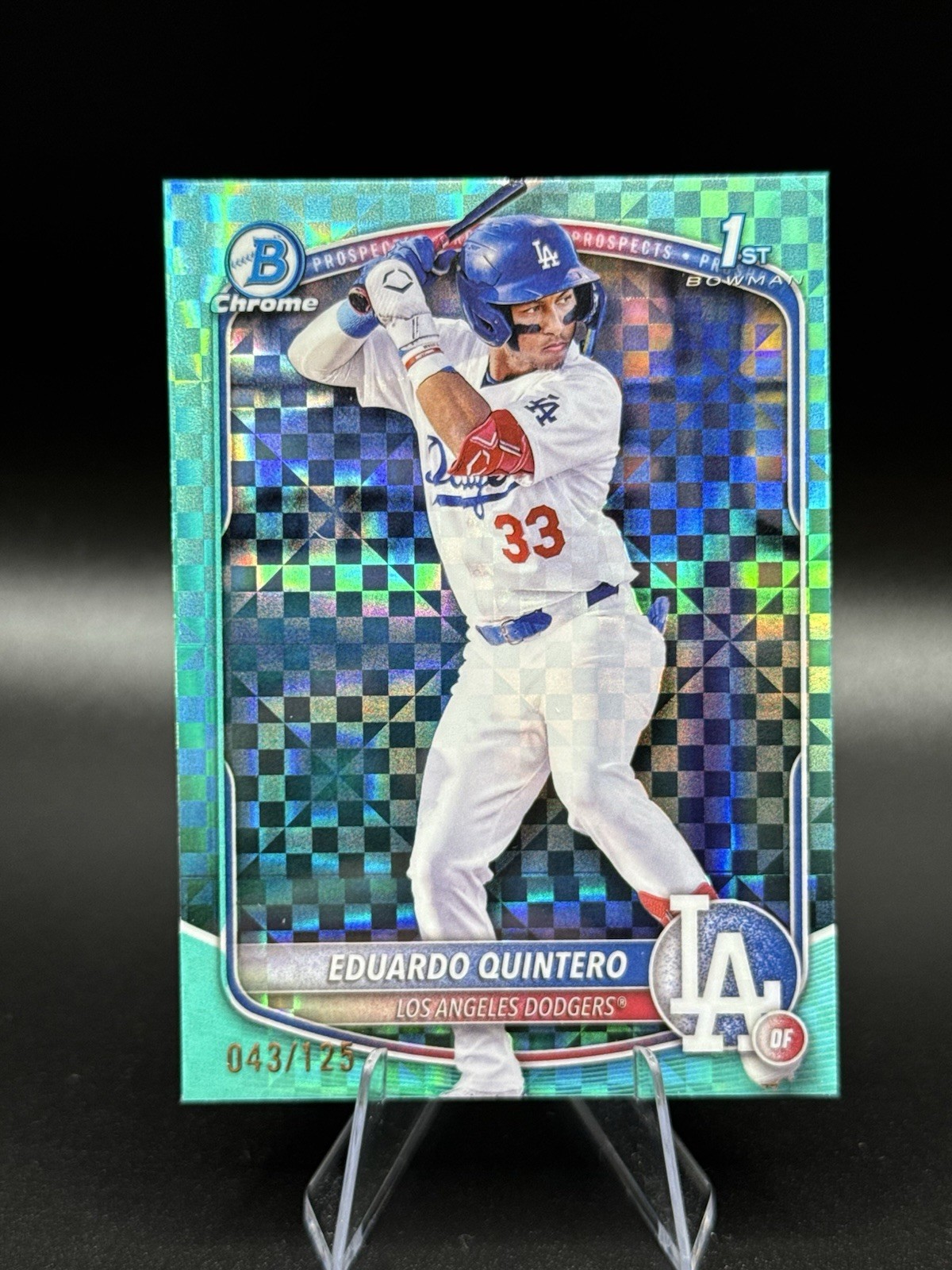 2025 Bowman Baseball Eduardo Quintero 1st Chrome Aqua X-Fractor /125 (#BCP-115)