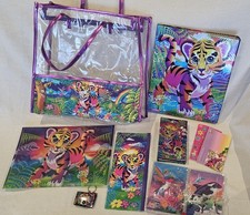 Y2K 90's Vintage Lisa Frank Forest Tiger Cub Set. 3 Ring Binder, Tote, And More