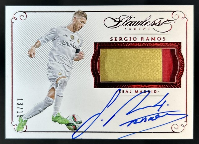 2015-16 Panini Flawless Sergio Ramos Ruby Patch Auto Autograph #/15 Real Madrid