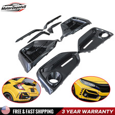 Front Rear Fog Light Bumper Garnish Covers For 2017-2021 Honda Civic Hatchback
