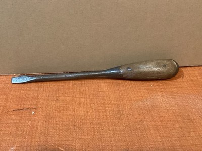 Vintage 11''  Perfect Handle Wood Steel Screwdriver Slotted Flathead Preowned