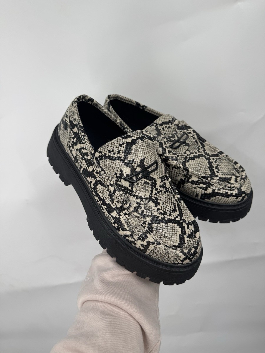  design Chunky Platform Snake-Print Loafers MENS ASOS DESIGN chunky loafers in faux snake | ASOS main image 3