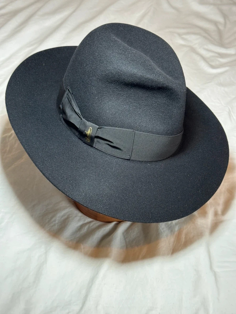 Fedora de fieltro negro Borsalino Alessandria talla 6 3/4/55 cm