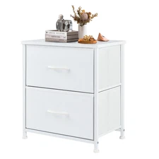 Nightstand, Versatile Nightstand with 2 Drawers for Bedroom, Living Room White