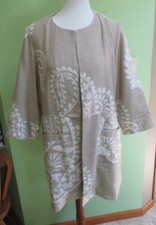 NWT Chico's NEUTRAL Bi Color FLORAL JACQUARD 3/4 TOPPER JACKET Sz 2 149