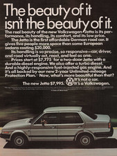 1985 Vintage Print Ad Volkswagen VW Jetta The beauty of it isn't $7995 road car