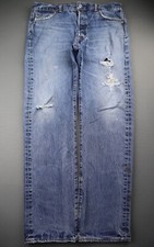 Men's 2016 Levi's Button Fly 501 Jeans Straight Distressed Size 36x32