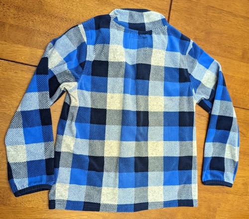 OshKosh Fleece Jacket Blue Black White checked Zip up long sleeve Size 8 coat - Picture 4 of 7