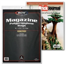 500 BCW THICK Magazine NON-RESEAL Archival Poly Bags + Acid Free Backer Boards
