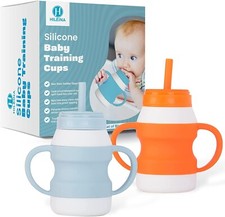 Toddler Cups Set of Two 2 Silicone Baby Training Handled Cups by Hileina