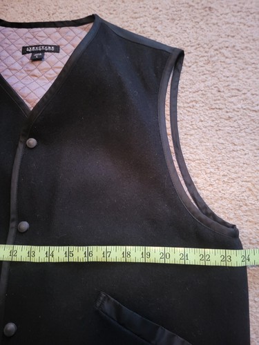 Structure Mens Large Black Wool Front Quilted Snap Front Vest - Picture 6 of 7