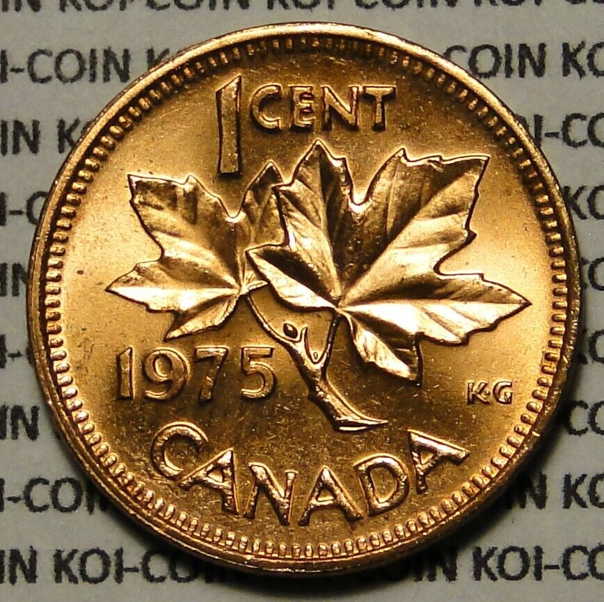 BU UNC Canada 1975 1c 1 cent penny coin maple twigs brilliant uncirculated