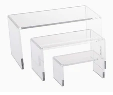 TRIPAR Set of 3 Medium Low Profile Clear Acrylic Riser for Photos, & Artwork