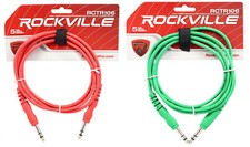 2 Rockville 6' 1/4'' TRS to 1/4'' TRS Cable 100 Copper Red and Blue