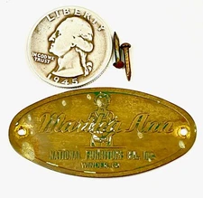 Original MARTHA ANN Brass Tag/Nameplate National Furniture Co Winder Ga