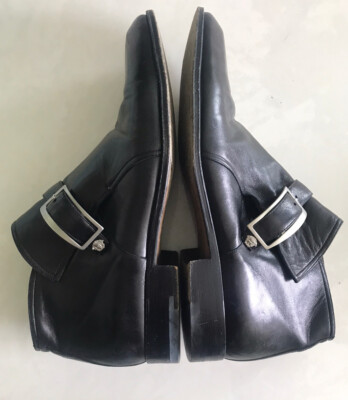 Vintage 90s Gianni Versace Men's Italy Black Leather Ankle Boots