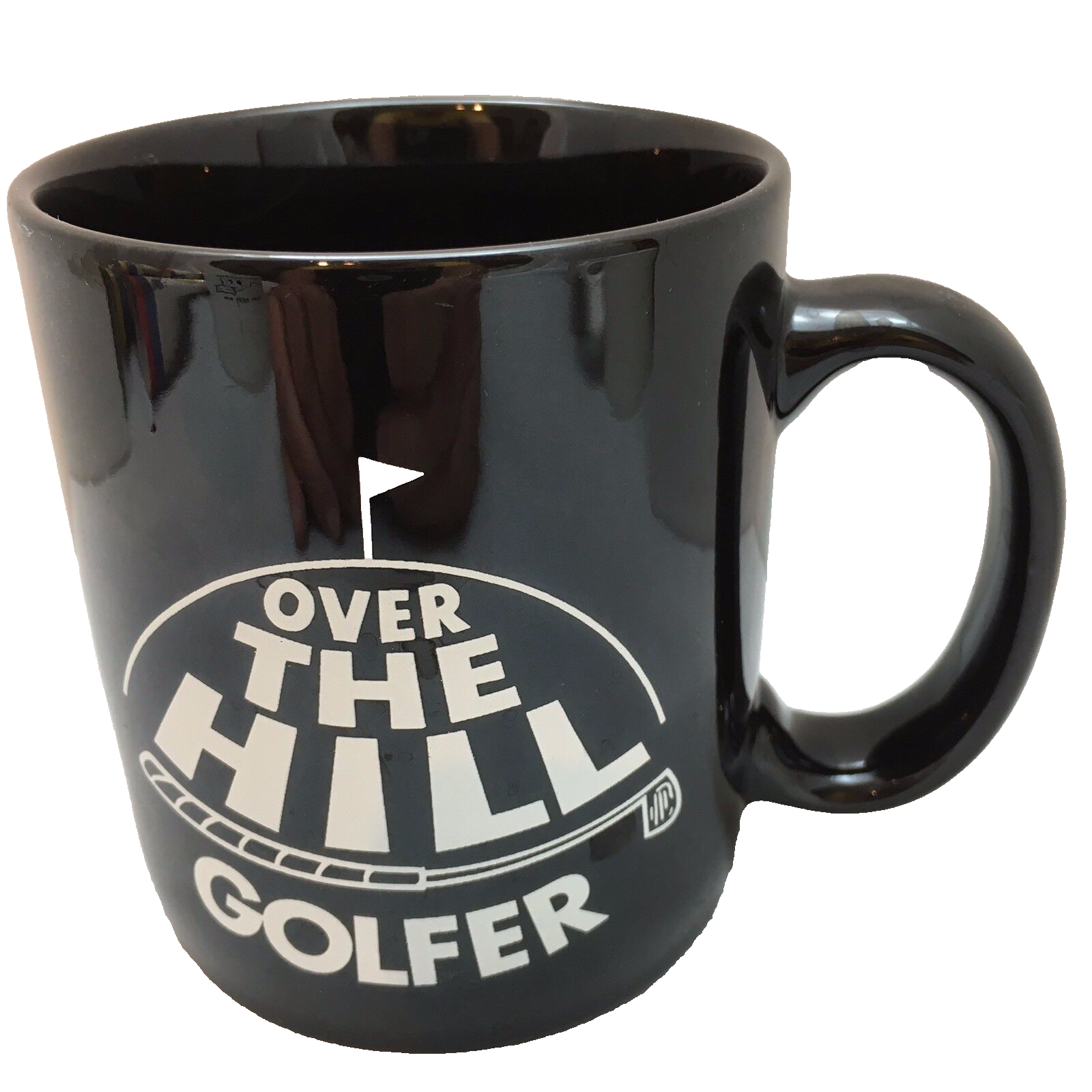 Over The Hill Golfer Vintage 1993 Black Coffee Mug Golf Club Flag 3 3/4 Inch