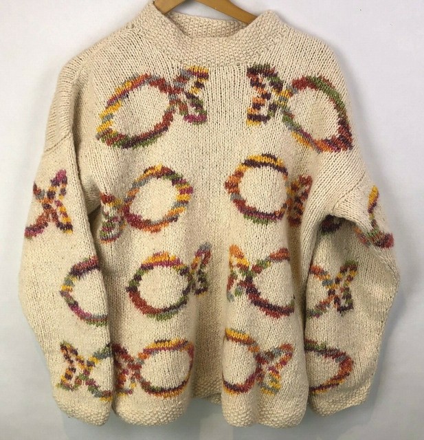 World Folk Art Imports INC Nanaimo Canada Knitted Sweater Pullover Fish