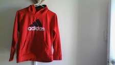 Adidas Red CLIMAWARM Youth M 10/12 Hoodie Pullover Pouch Pocket Good Condition