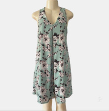 Honey Punch Pastel Green Mini Sleeveless Shift Dress Pale Pink Rose V-Neck Small