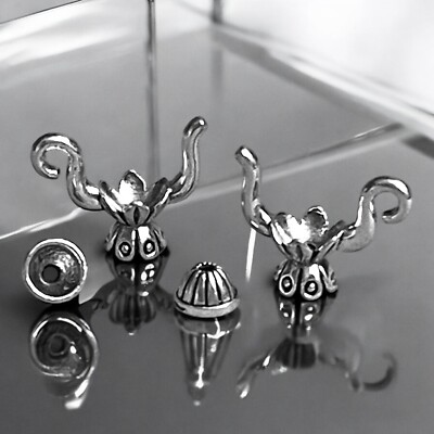 20 Teapot Bead Frame Sets Tibetan Silver Tone Huggie Caps 19x15mm Beads Findings