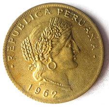 1962 PERU 20 CENTAVOS - AU - Excellent Coin - Free Ship - Bin #501