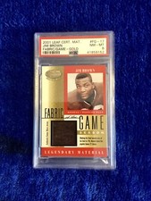 Jim Brown 2001 Leaf Certified Materials Fabric Of The Game Gold /21 PSA 8
