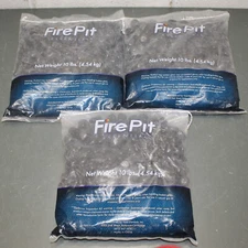 (3) Fire Pit Essentials Glass Beads / Stones 9N-YC97-W8VR, Black Outdoor Pit