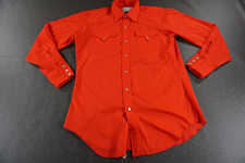 H Bar C Shirt Mens Large 16-34 Red White Pearl Snap Western USA Ranchwear