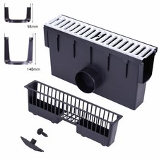 Entwässerungsrinne STAHL A15 Stahlrost 1,5t 1-10m Bodenrinne Tiefe 63-98-148 SET