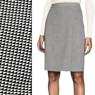 REISS Skirt WMNS Romy Wool Blend Wrap Front Pencil Micro Check Career  Capsule