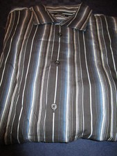 NWT 49 CLUB ROOM COTTON BUTTON FRONT DRESS SHIRT BLACK STRIPE XL