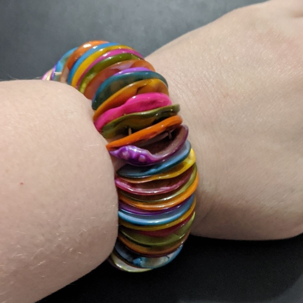 Rainbow Shell Disc Stretchy Elastic Statement Bra… - image 1