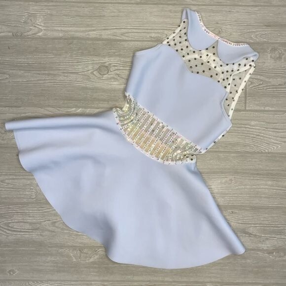 Reverence dancers medium youth blue and rhinestone flair skirt outfit  costume