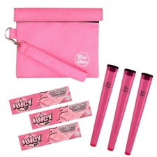 Pink Smell Proof Bag Set | 3 x Cotton Candy Rolling Papers & 3 x Pink Cone Tubes