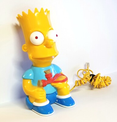 Vintage 1990 Bart Simpson Telephone Columbia Tel-Com Cool Man The