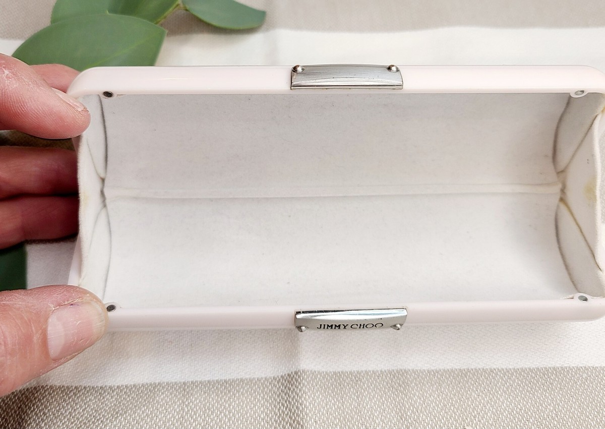 Jimmy Choo White Acrylic Magnetic Hard Clutch Eyeglass 