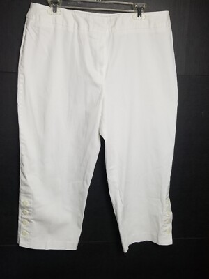 Womens White Capri Trousers Pantology Women's White Cropped Capri - Main Image