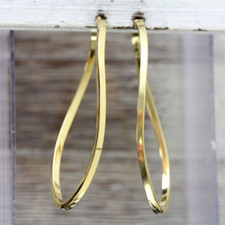 VINTAGE LONG STERLING SILVER HOOP EARRINGS 925 PRETTY HOOPS GOLD PLATED
