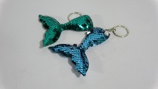 2 - Blue and Teal To Silver Sequin Mermaid Tail Key Chain