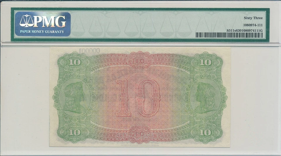 Stockholms Enskilda Bank Suécia 10 coroas 1876 espécime PMG 63 - Imagem 3 de 3