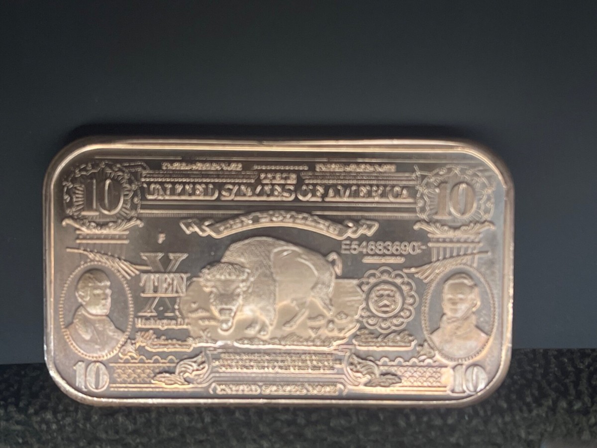 1 oz Copper Bar - $10 Bison Note | eBay