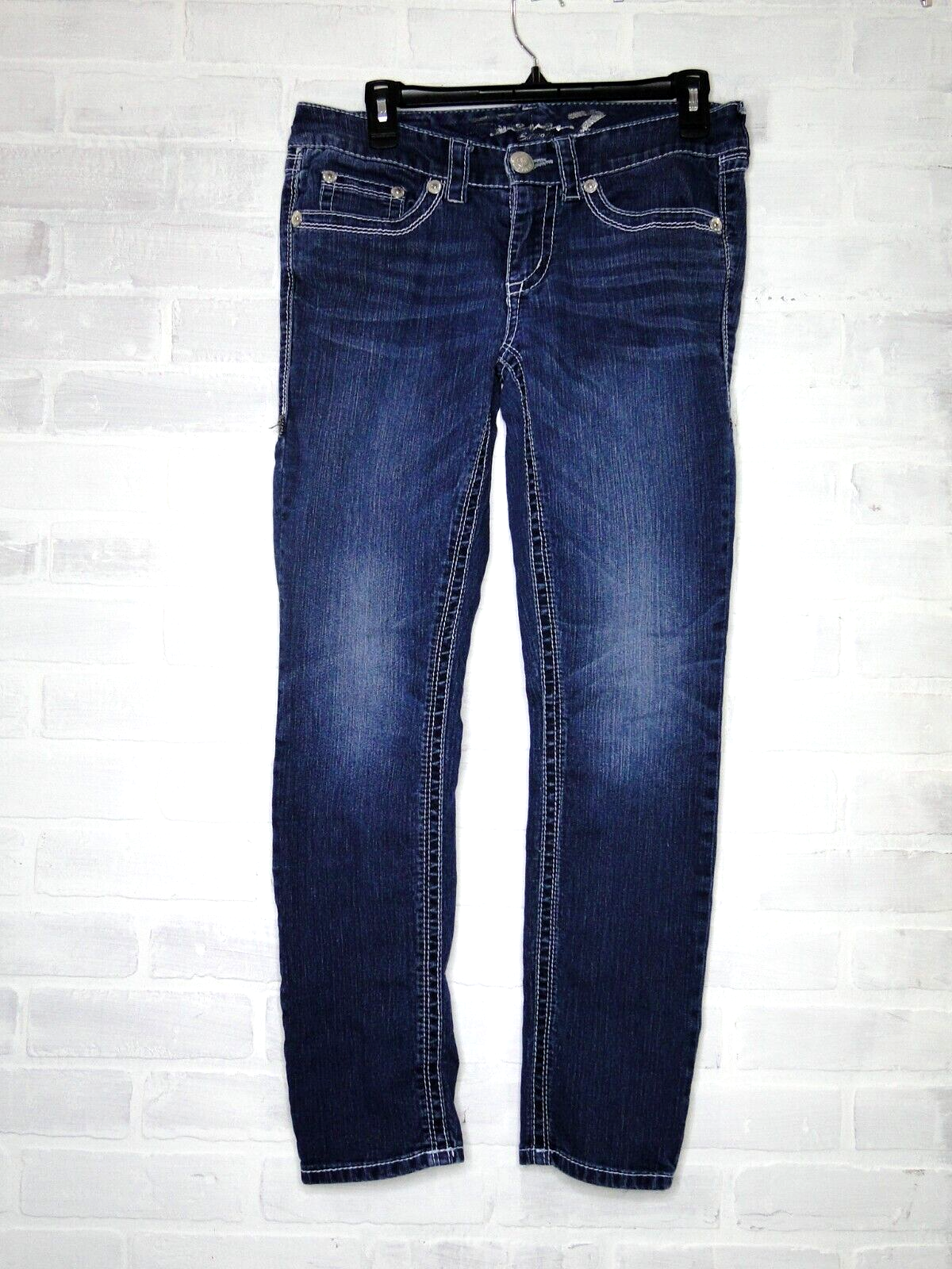 Seven7 Women's Skinny Jeans Size 6 Dark Medium Blue Soft Comfort Denim-image