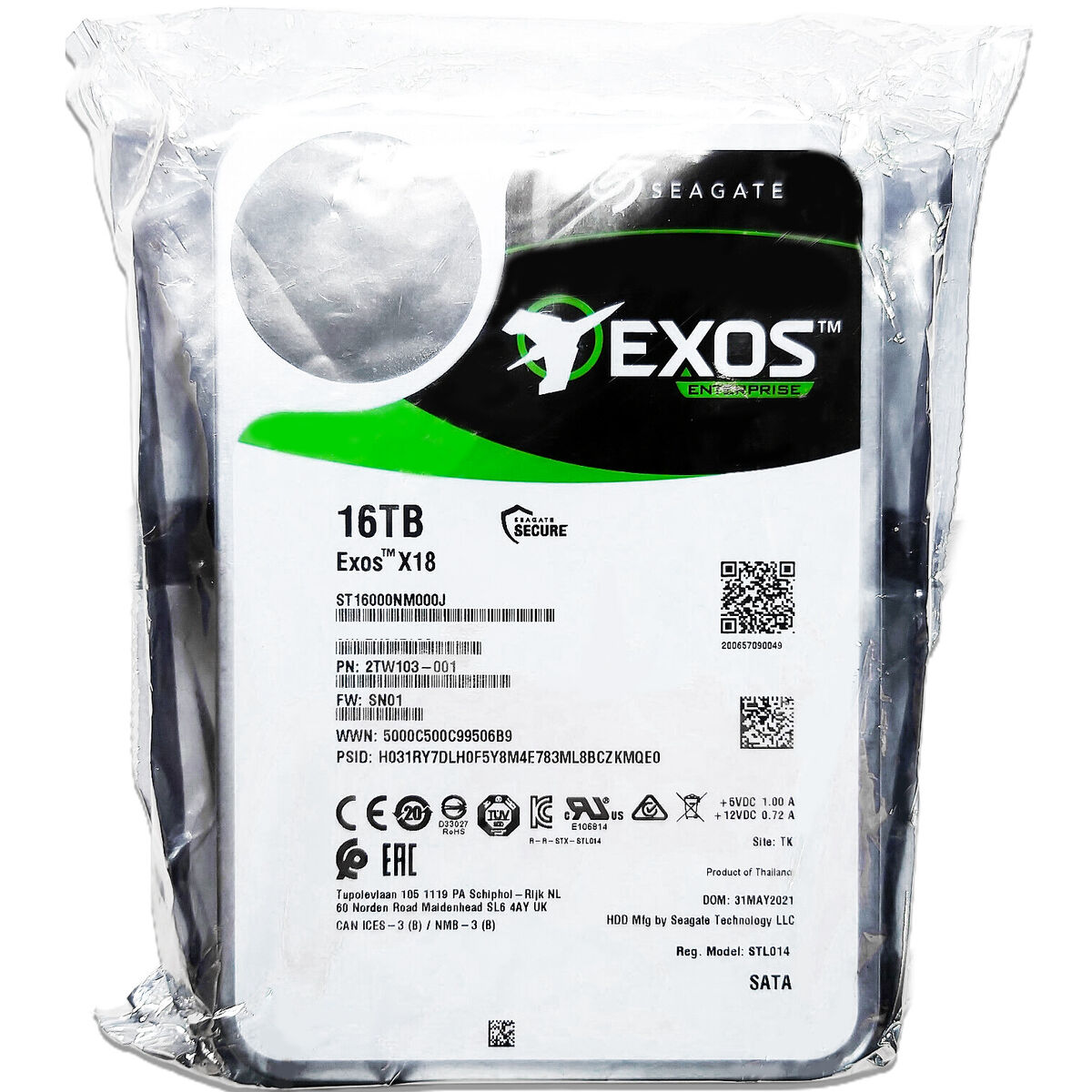 Seagate Exos 16TB Enterprise HDD X18 SATA 512e/4Kn 7200RPM Seagate Exos 16TB Enterprise HDD X18 SATA 512e/4Kn 7200RPM