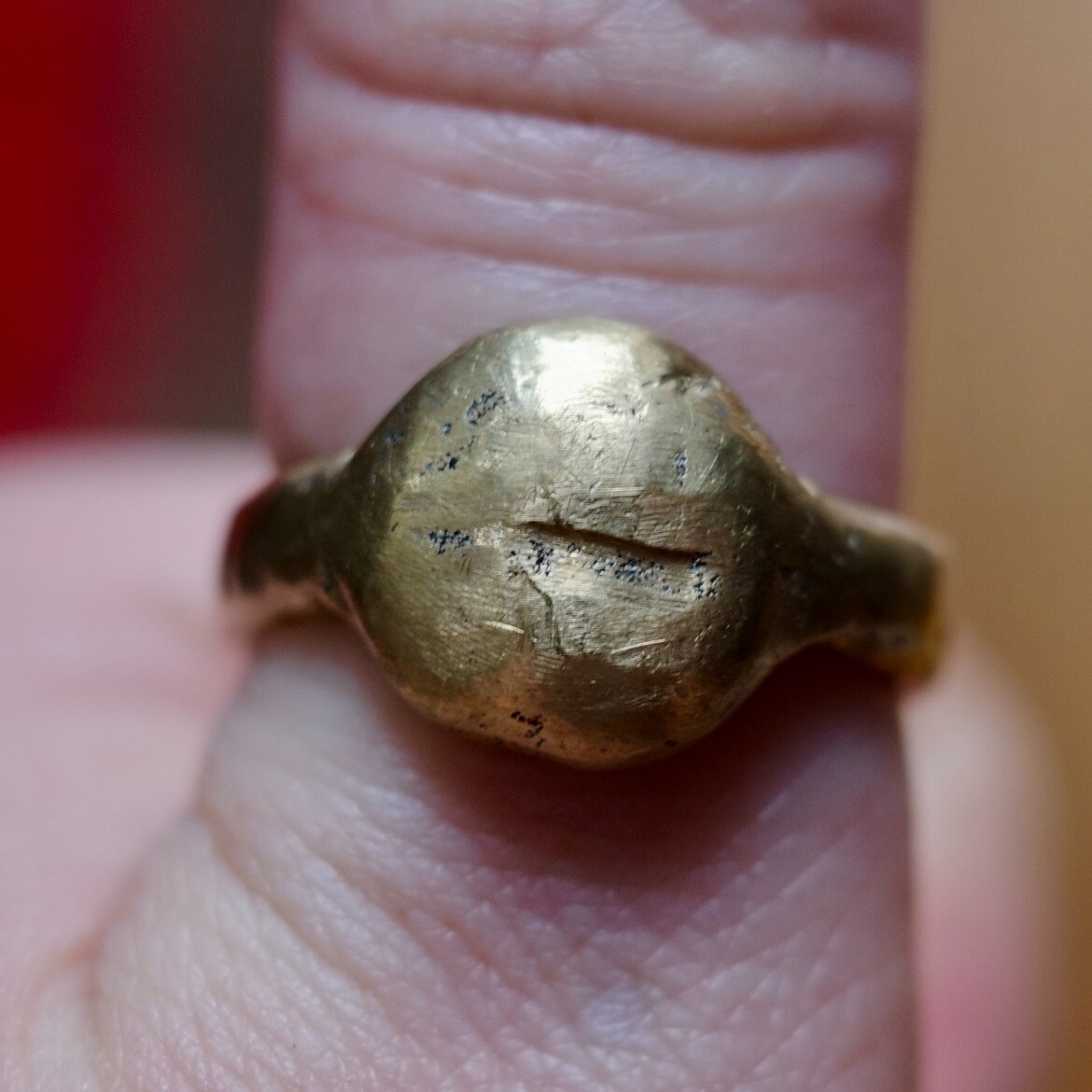 Beautiful unique brass ring, rustic, primitive, h… - image 1