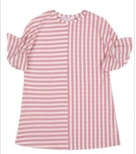 NWT Deux Par Deux Pink White Striped Dress 4 5 6