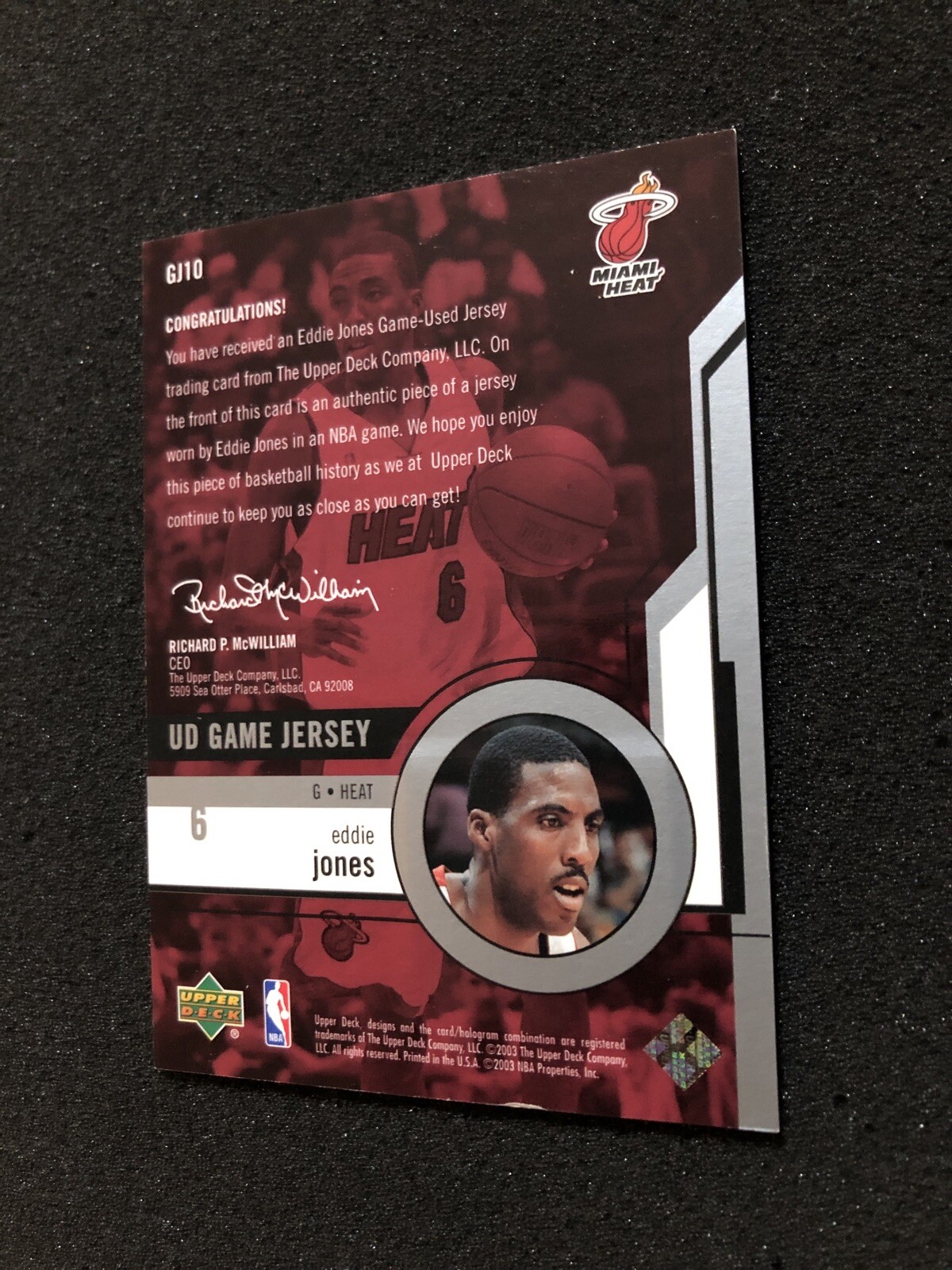 EDDIE JONES 2003-2004 Upper Deck GAME-USED JERSEY Insert #GJ10 BASKETBALL CARD view 6
