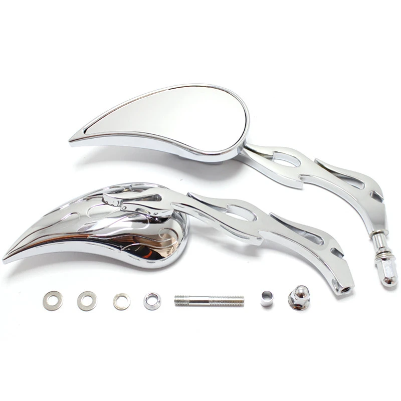 Chrome Teardrop Rear View Mirrors For Harley Big Dog Chopper Bulldog K-9 Mastiff — 第 2/4 张图片